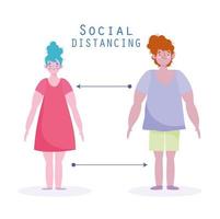 Man and woman social distancing to keep a proper distance