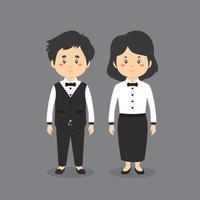 Wearing Waiter Uniform vector