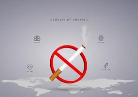 No smoking day design with world map and cigarette vector