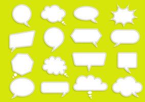 Blank white speech bubble collection on yellow vector