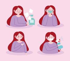 Woman health care character set vector