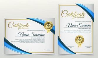 Horizontal and vertical certificate set in white and blue vector