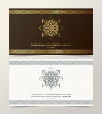 Card set with decorative golden ornament border frame