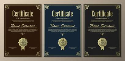 plantillas clásicas de certificado de logros vector