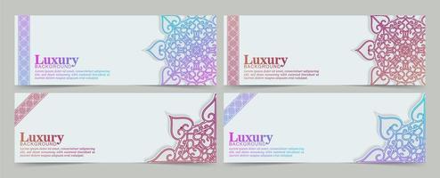 Vibrant gradient mandala decoration banner set vector