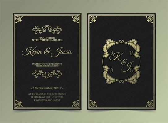 Luxury vintage wedding invitation cards