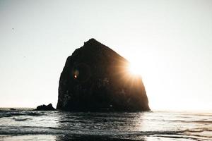 Silhouette of Haystack Rock, Oregon  photo