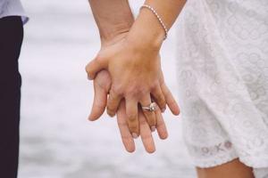 Married couple holding each hands photo