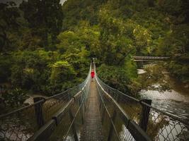 Person on pedestrian bridge photo