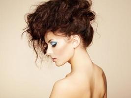 Portrait of beautiful sensual woman with elegant hairstyle.  Per