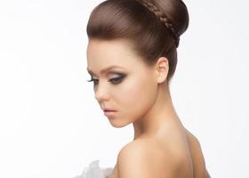 Girl with hairstyle and makeup photo