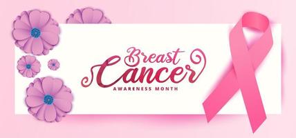 Breast Cancer awareness design with flowers and ribbons vector