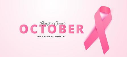 diseño del mes de concientización sobre el cáncer de mama con cinta rosa vector
