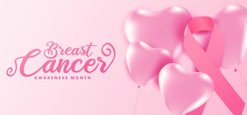 Breast cancer awareness month heart pink balloons 