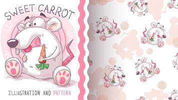 Rat with carrot character and seamless pattern