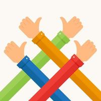 Colorful crossed arms giving thumbs up, like vector