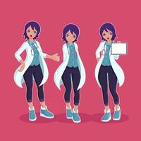 Young female doctor collection vector