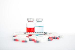 Syringe and medicine background