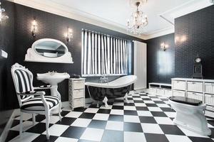 baño moderno blanco y negro foto