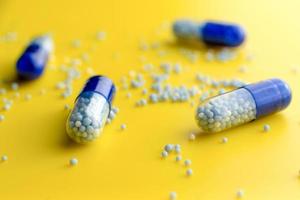 Colorful pills and tablets on background photo