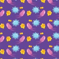 Bacteria, virus and human cells pattern background 