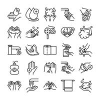 Hand hygiene and infection control pictogram icon collection vector