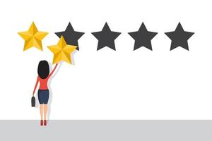 Businesswoman give a 2 star review. Evaluation concept vector