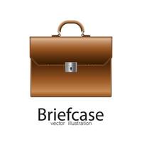 Brown leather business briefcase  vector