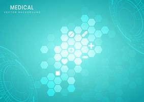 Estructura tecnológica hexagonal de fondo turquesa vector