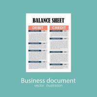 Business balance sheet document. vector