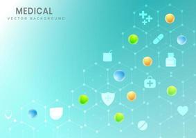 Hexagon medical pattern background with science icons vector