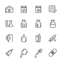 Set of pills and medications icons vector