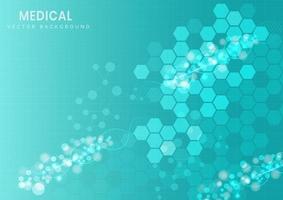 Molecular hexagon structure turquoise pattern background vector