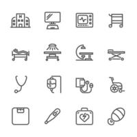 Hospital and medical equipment icon set