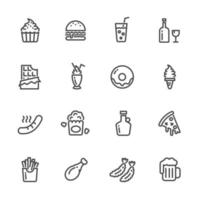 High calorie foods pictogram icon set vector