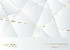 Abstract white banner with triangles and gold lines background vector