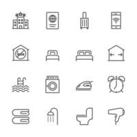 Hotel services and travelling icon collection vector