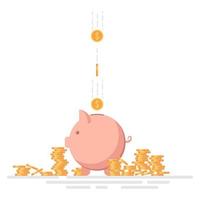 Piggy Bank with coins isolated vector