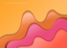 Abstract orange and pink paper cut wavy background vector