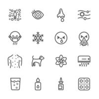Symptoms and Causes of allergy icon set vector