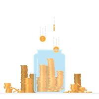 Glass jar filled with coins vector