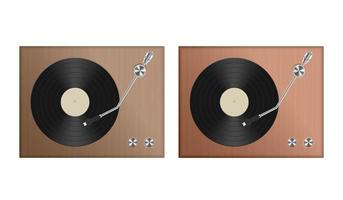 Set of retro record player isolated vector