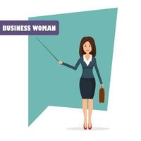 personaje de mujer de negocios señalando vector