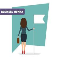 Businesswoman holding a flag vector