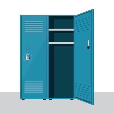 Opened metal school locker isolated