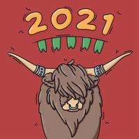 Symbol of 2021 year of the ox vector