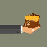 Man hand hold a bag of money  vector