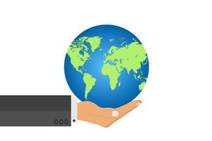 Man hand hold earth globe. vector