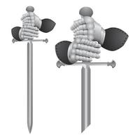 Knight gloves and sword  vector