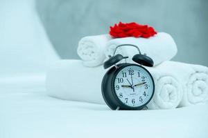 Wake up concept of black alarm-clock 